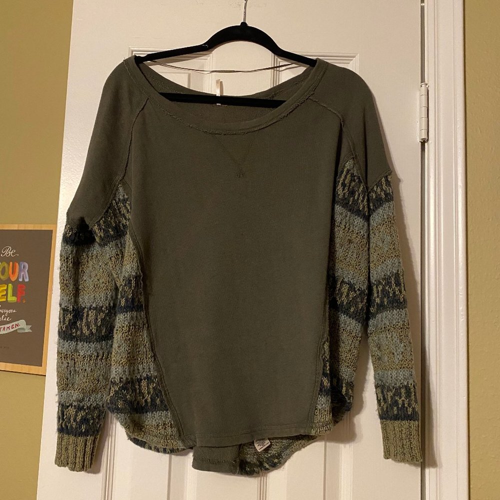 Free People Green Sweater, Knit, Pattern